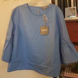 Bell sleeved blue blouse